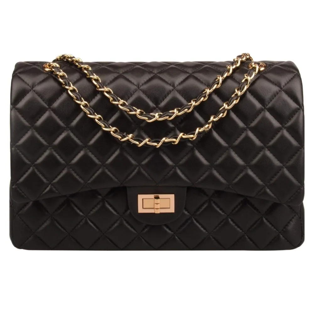 Ainifeel Women's Quilted Oversized Chain Strap Shoulder Handbag Hobo