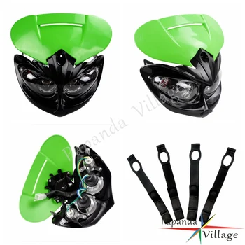 

Papanda Motorcycle Green Dual Sport Headlight Off Road Motocross Headlamp Enduro for Kawasaki KLX 110 125 150 KLR KDX 250 KX 45