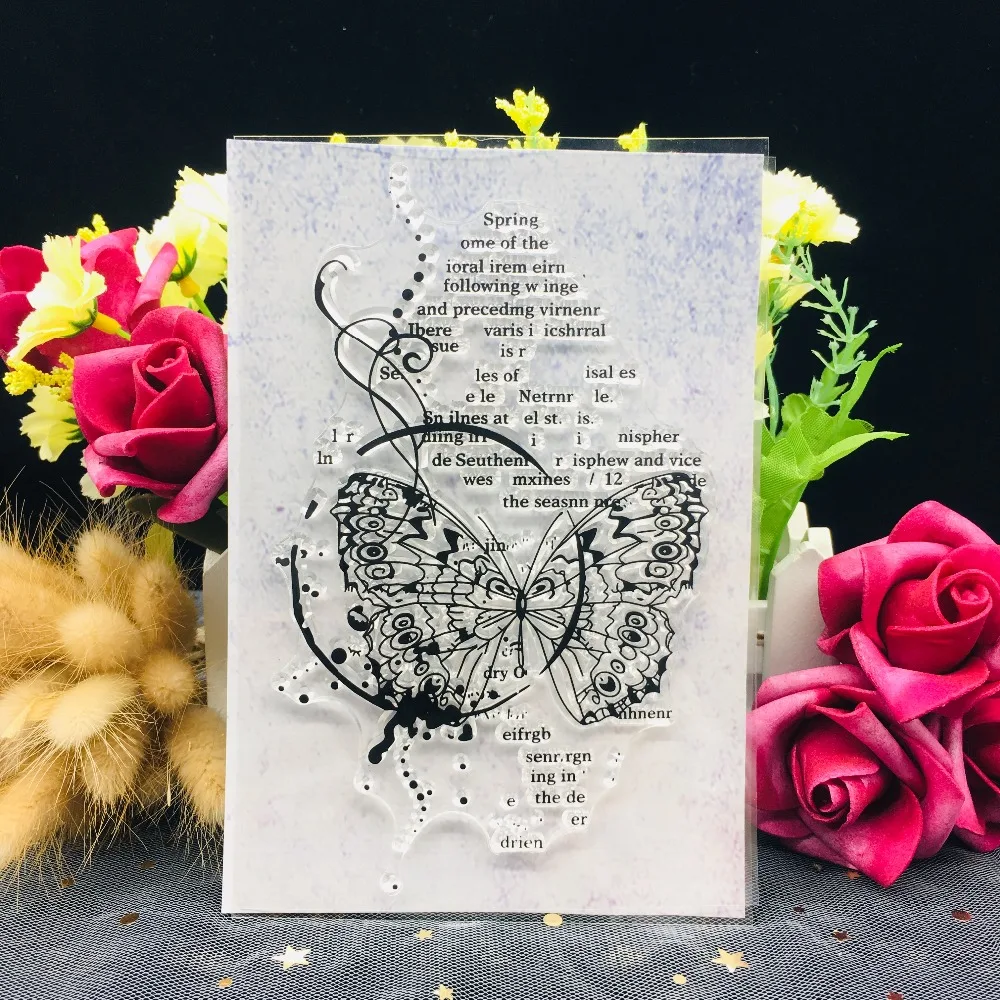 

Butterfly letter Transparent Clear Silicone Stamp DIY Scrapbook Sticker Album Envelope Decoration Ordinary Rubber Stamps A310