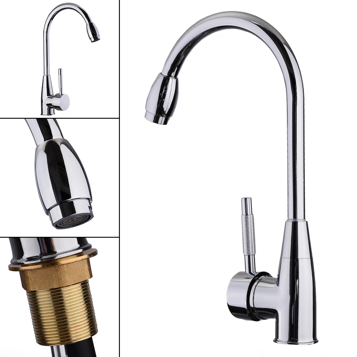 1pcs Mayitr Stainless Steel Hot Cold Water 360 Degree Swivel Household Kitchen Bathroom Mixer Tap Faucets