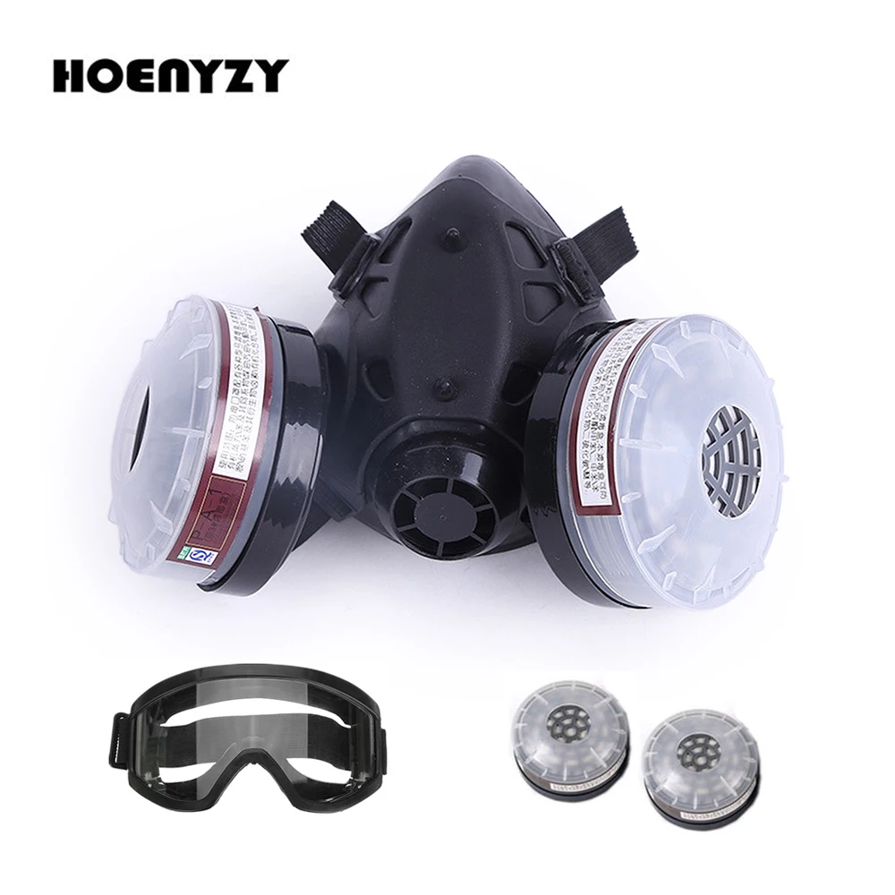 

2 In 1/3 In 1 Half Face Painting Spraying Welding Respirator Gas Mask Safety Work Filter Chemical Dust Mask Anti-fog Glasses