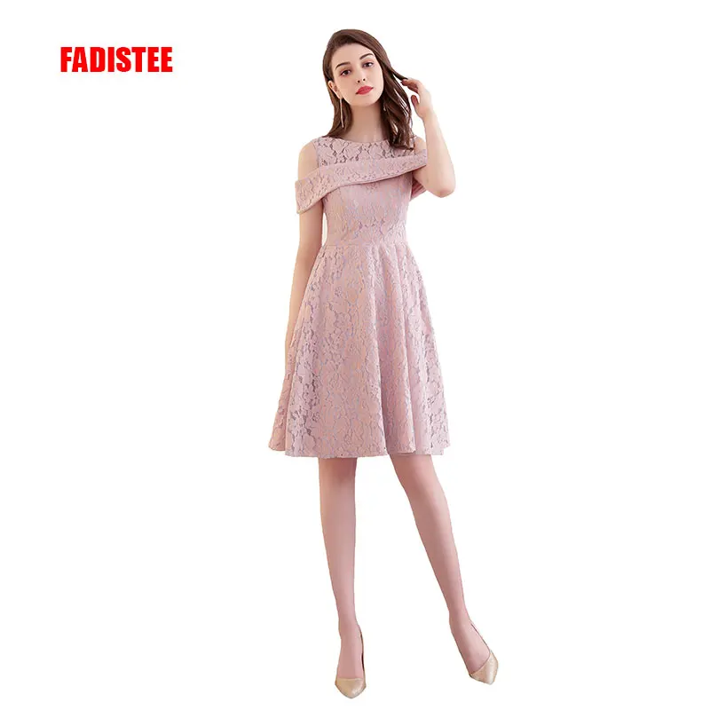 

FADISTEE New arrival elegant Prom party Dresses Vestido de Festa A-line boat sleeves lace Zipper short lace formal gown
