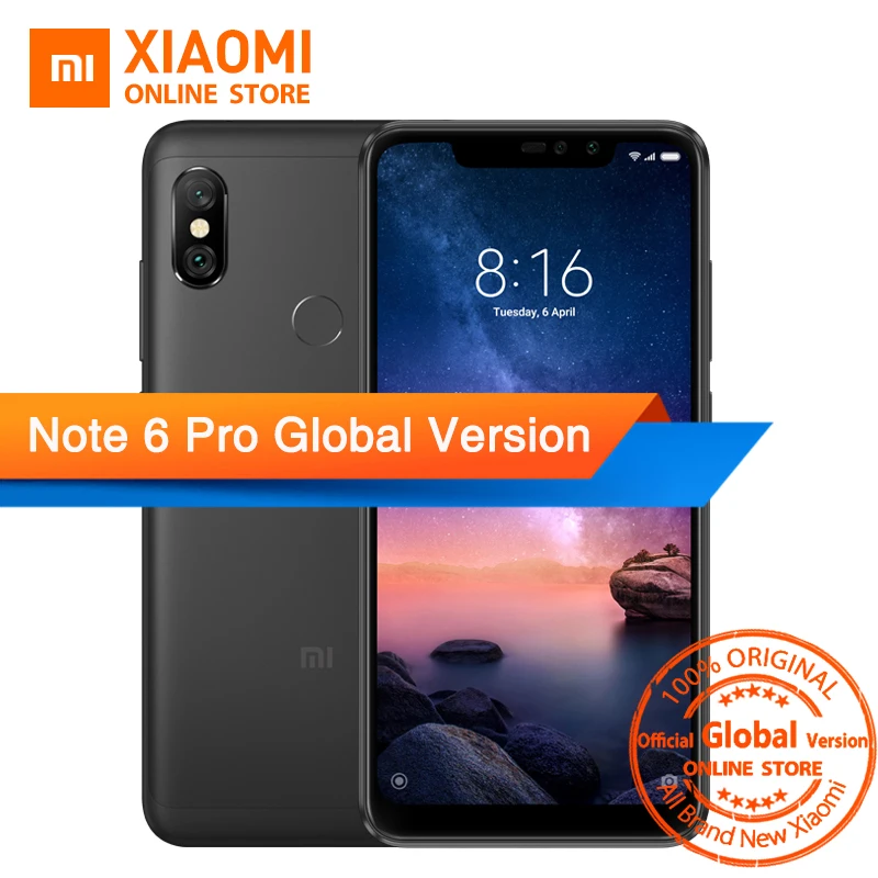 

Global Version Xiaomi Redmi Note 6 Pro 3GB 32GB Smartphone Snapdragon 636 6.26" Full Screen Dual Camera 4000mAh Mobile Phone