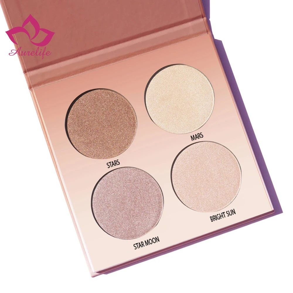 Aurelife 4 цвета Shimmer Glow Contour Kit Осветляющий Макияж Косметика телесный порошок Прямая
