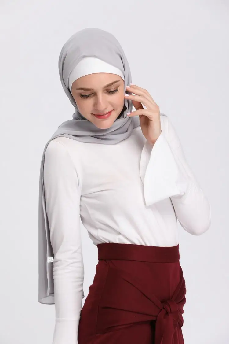 Muslim Plain Women Tight T-shirt Tops Crew Neck Islamic Long Sleeve Undershirt 