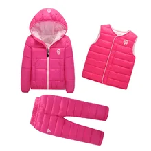 Clothing Sets Winter Snow Wear Boys Girls Clothing Sets Fashion Kids Clothes 3Pcs Down Jacket + Vest+Trousers Boys SuitClothing