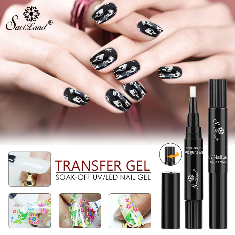 

Saviland Gel nail polishr Glue Starry Uv Led lamp Shimmer Clear Gel Need To Use with Foil Professional Nail Art