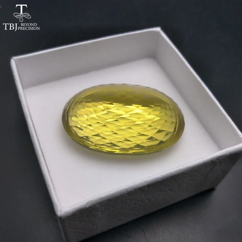 Tbj натуральный Лимон Кварц 110.8ct большой овальной формы в птичье гнездо резки bralliant