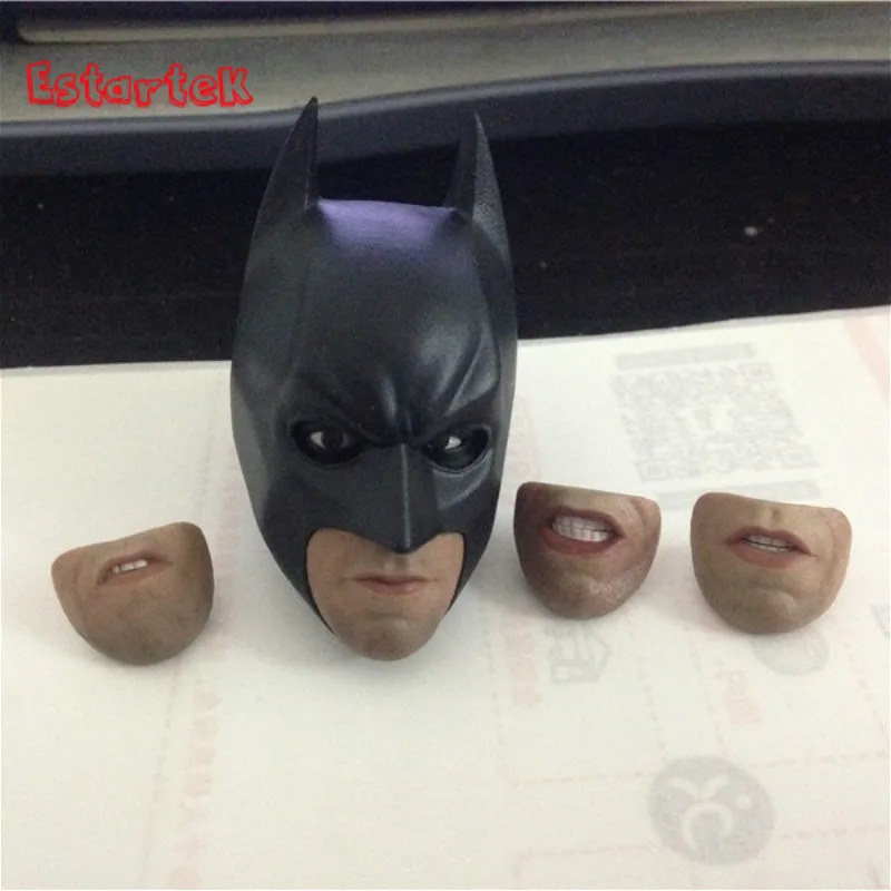 Estartek 1/6 Batman Moveable Eyes and 4 Type Mouth Head Sculpt for 12inch Action Figure DIY