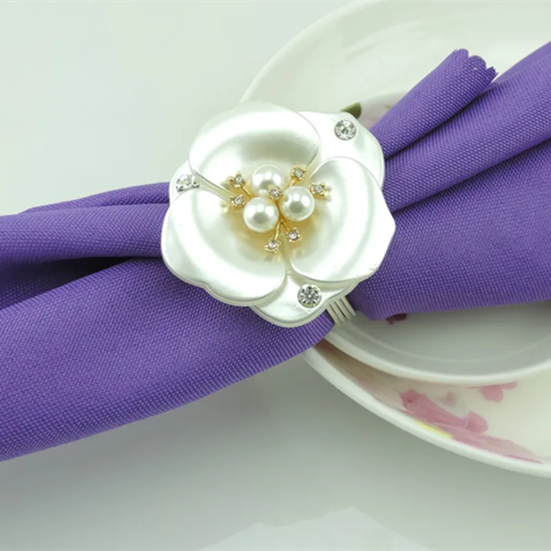 6 шт. 3D белый цветок Форма кольца для салфеток Смола горный хрусталь аксессуары для посуды свадебные принадлежности для украшения стола