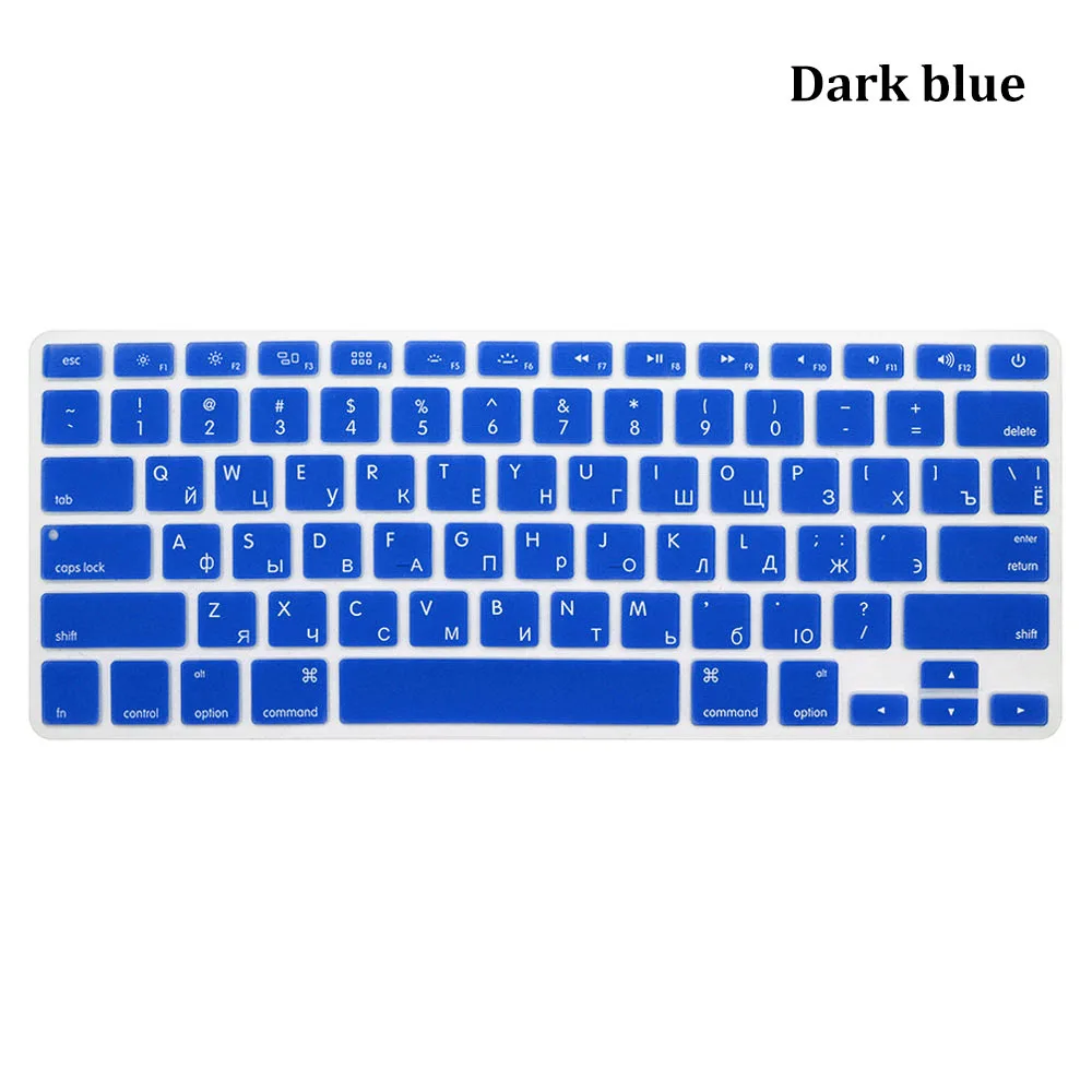 Silicone Soft Keyboard Cover Protector Rainbow Colorful Skin Dustproof For Apple MacBook Air Pro Retina 13" 15" 17" - Цвет: dark blue
