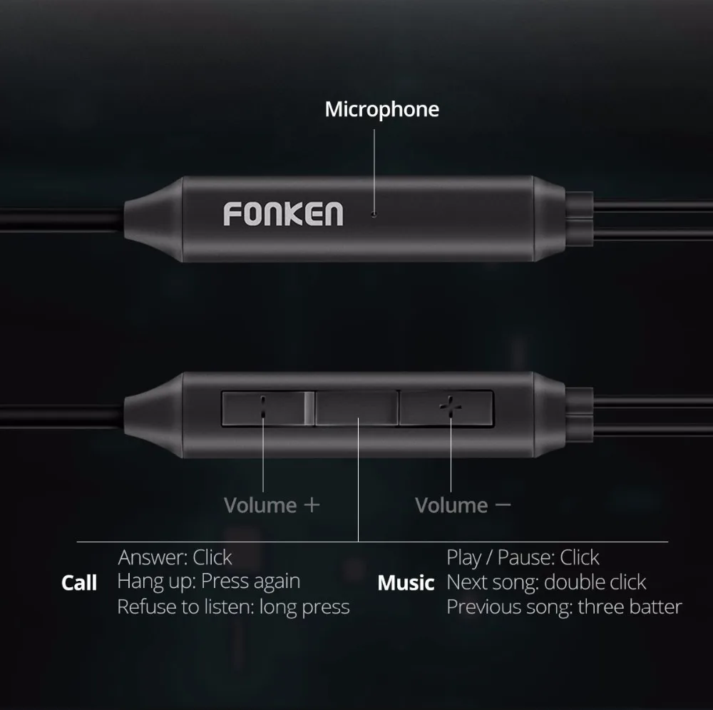 FONKEN наушники-вкладыши проводные наушники 3,5 мм спортивные наушники с микрофоном наушники для мобильного телефона