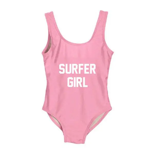 Милый купальный костюм; слитный купальник; летняя пляжная одежда с буквенным принтом; детский купальный костюм для девочек; одежда для плавания; цвет розовый, черный; для девочек