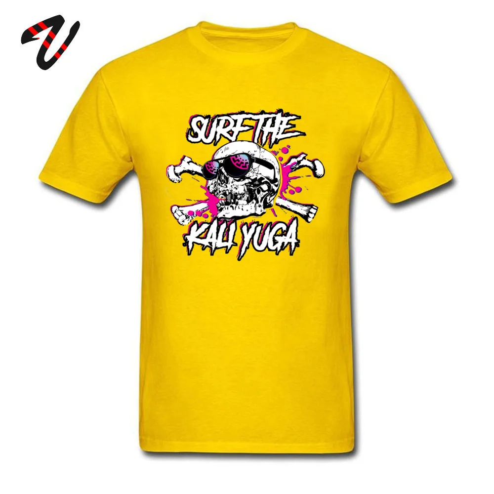 Mens Prevailing Design Tees Crewneck Mother Day Cotton Fabric T Shirt Casual Short Sleeve Surfin the kali yuga T Shirt Surfin the kali yuga 13835 yellow