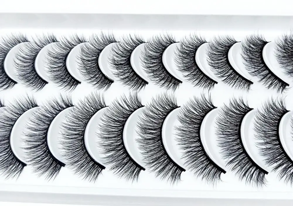 

2019 NEW 10 pairs 100% Real Mink Eyelashes 3D Natural False Eyelashes 3d Mink Lashes Soft Eyelash Extension Makeup Kit Cilios