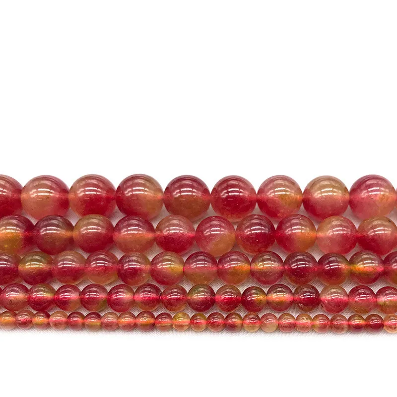 

Natural Red Tourmaline Beads Stone Watermelon Color Chalcedony Loose Beads for Jewelry Making Diy Bracelet 4 6 8 10 12mm