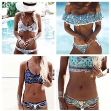 2017 Bikini Brasileño Sexy Biquini Micro Mujeres Cuello Alto Recortadas Bikini Conjunto de trajes de Baño Empuja Hacia Arriba El traje de Baño Más Tamaño Trajes de Baño