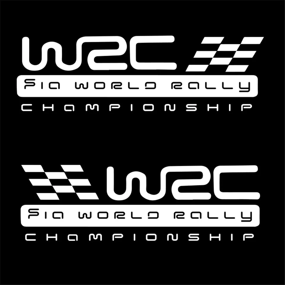 LOEN 2PCS! Waterproof Red Black White Sticker WRC World Rally Championship Sport Racing Car Styling Sticker BlackSilverLaser (3)