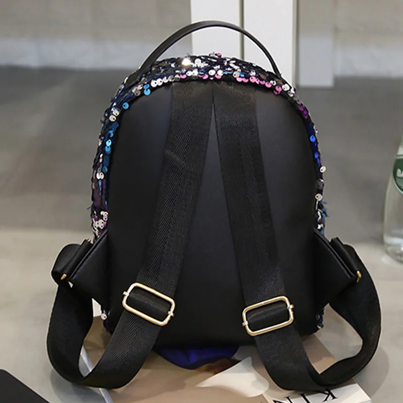 Women Sequined Backpack PU Leather Small Sequins Female Backpacks New Arrival Bling Designer Travel Girl Rucksack Mochila BP0198 (2)