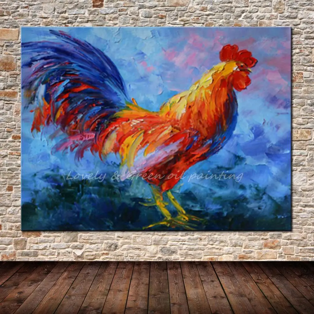 Buy Hand Painted Big Cock Oil Paintings Hand Made Animal Oil Painting On Canvas