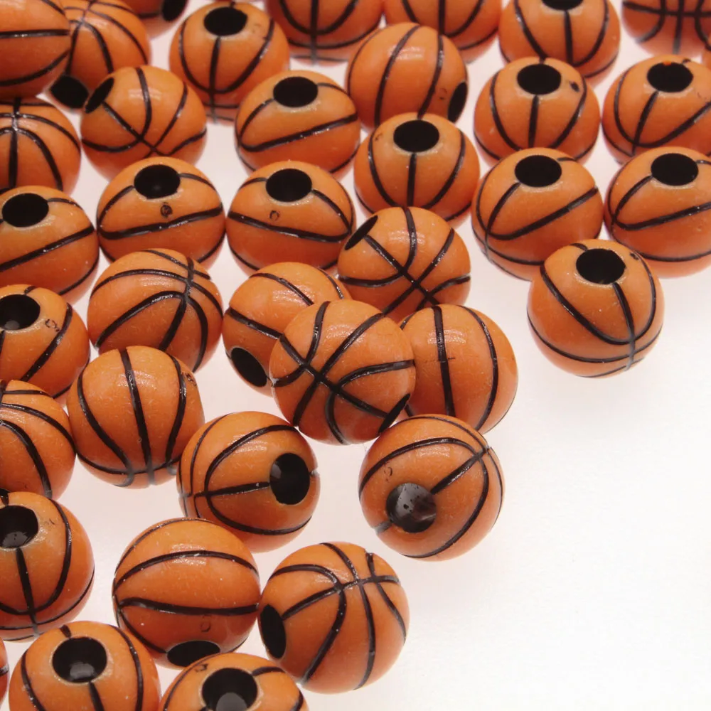 

50pcs Basketball Acrylic Round Spacer Ball Beads For DIY Jewelry Making