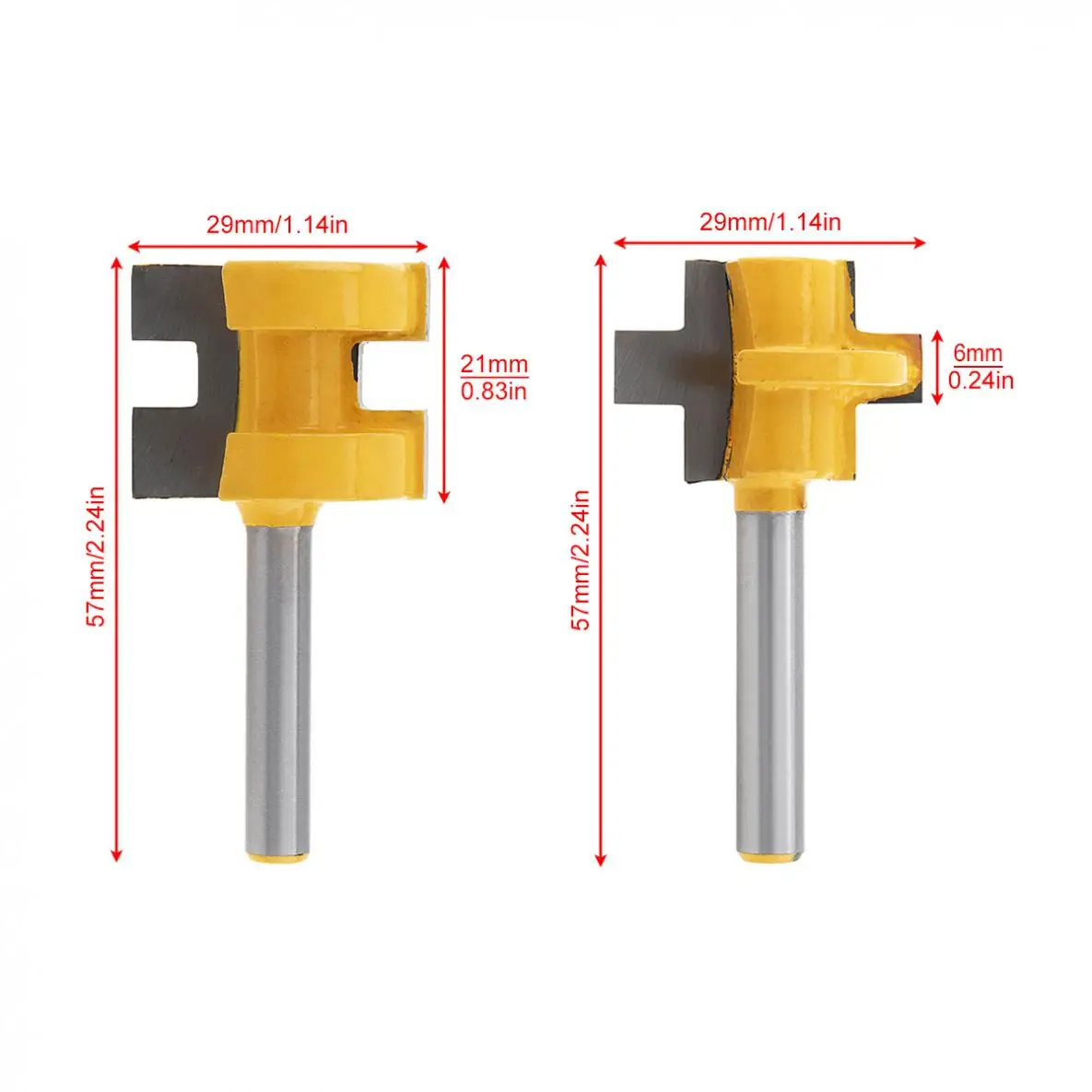 TORO Angle Milling Cutter 2pcs T-Shaped Square-Toothed Floor Panel Cutter Woodworking Cutter