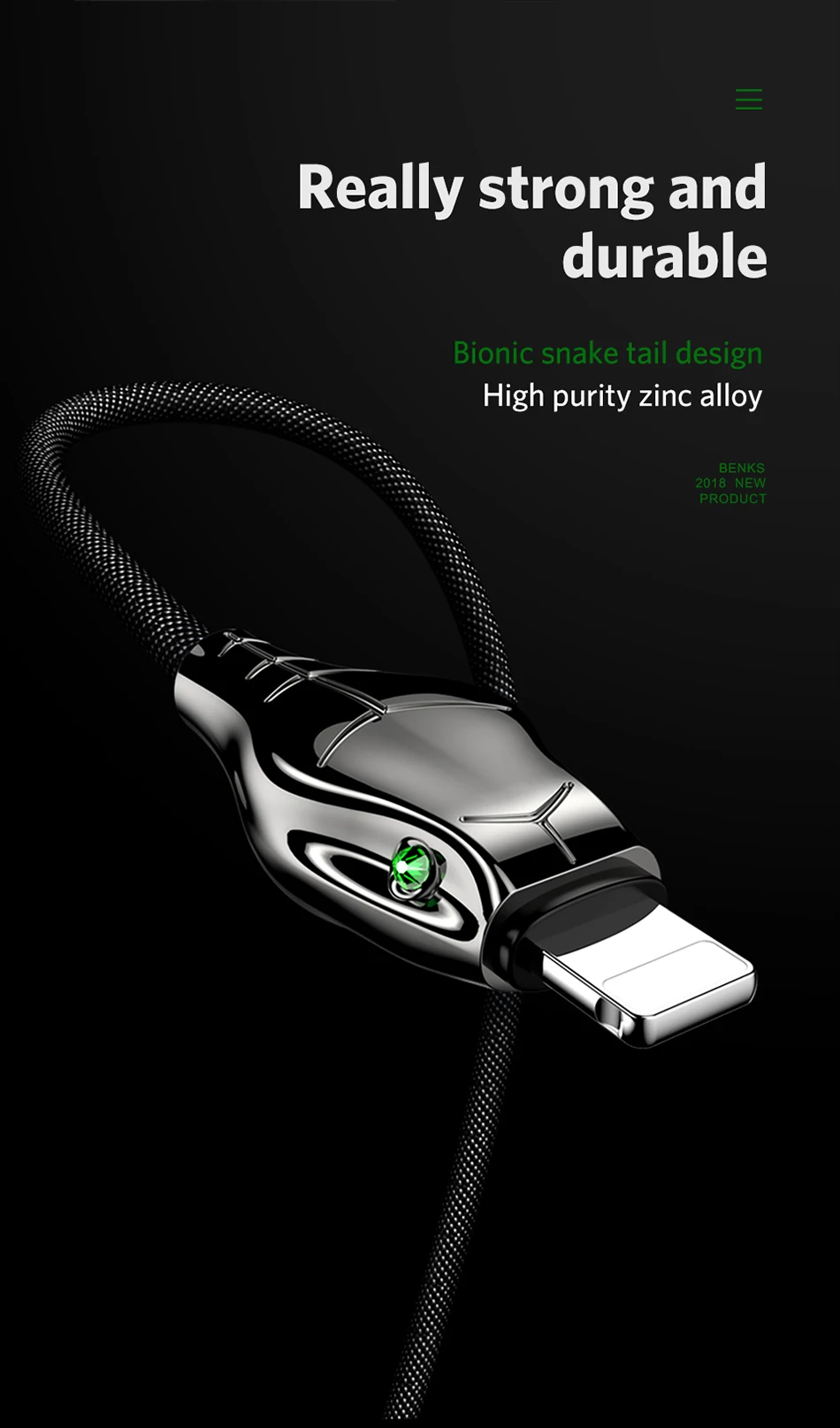 Benks Lightning Cable 8 Pin For Apple iPhone X 10 8 7 6s 5 Plus Se IOS 9 10 3A Fast Charging Cables Snake Shape USB Cable 1 (9)