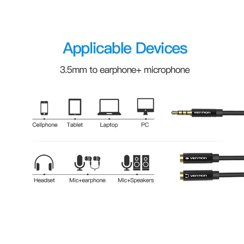 Vention-  ̺ 3.5mm  ̺,  2   3.5mm ̾ й Aux ̺  8 ũ PC