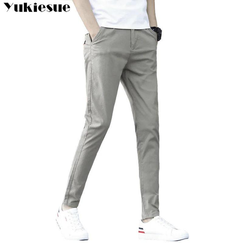 Mens Pants High Quality Cotton Casual Pants Stretch male trousers man long pencil pants for men color Plus size pant suit 28-38