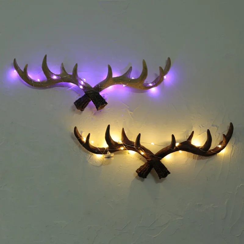 

retro personality wall night light hook hook antlers Home Furnishing resin decoration wall mural shop lamps Z14440