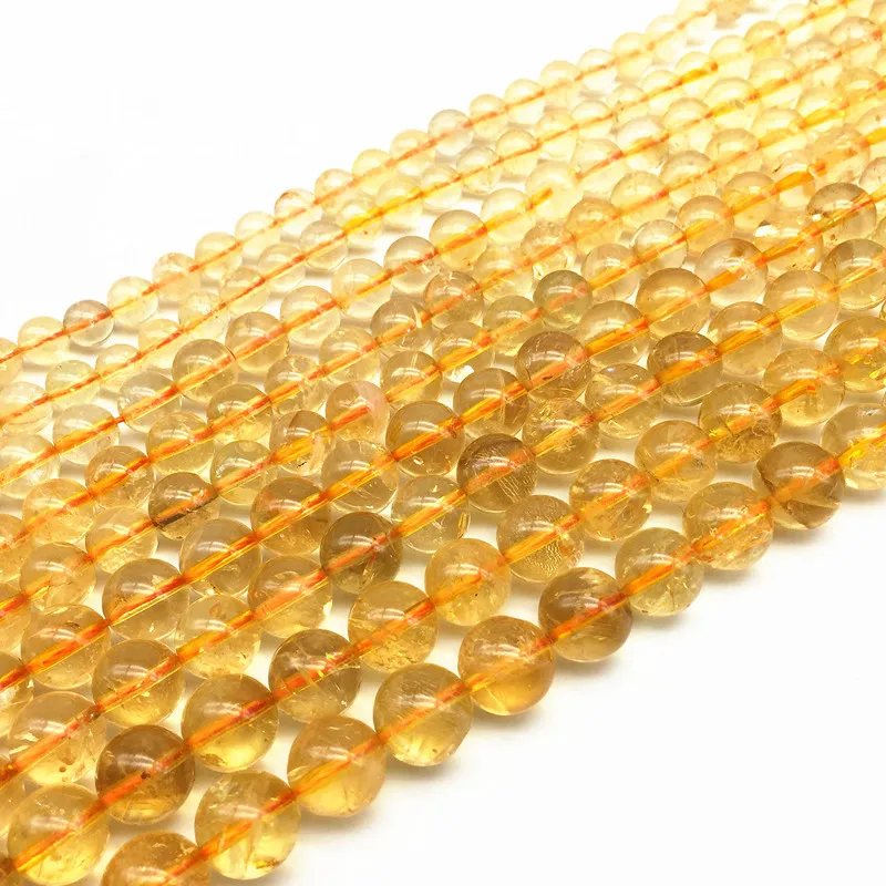 

Natural Stone Beads Yellow Crystal Citrines Round Spacer Ball 6 mm 8 mm 10 mm 12 mm DIY Jewelry Making Supplies