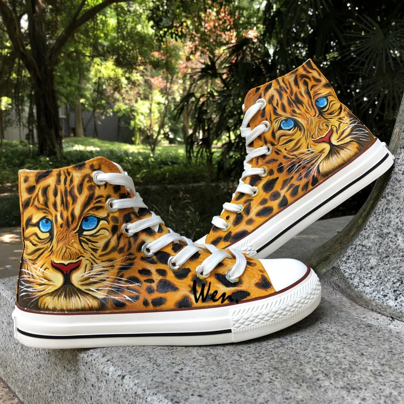 

Wen Hand Painted Shoes Design Custom Leopard Cheetah Men Women's Canvas Sneakers For Boys Girls Birthday Gifts