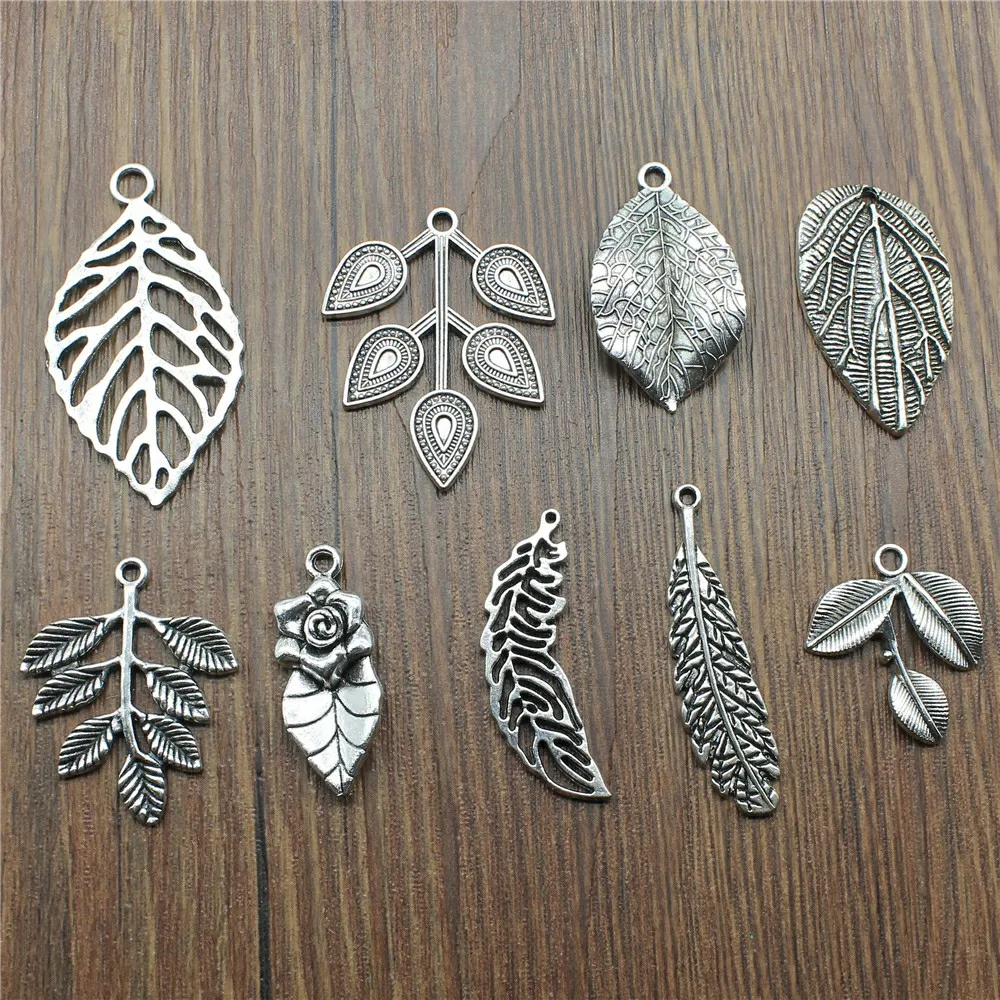 

Charms Leaf Antique Silver Color Leaf Charms Pendants For Bracelets Branch Charms Wholesale