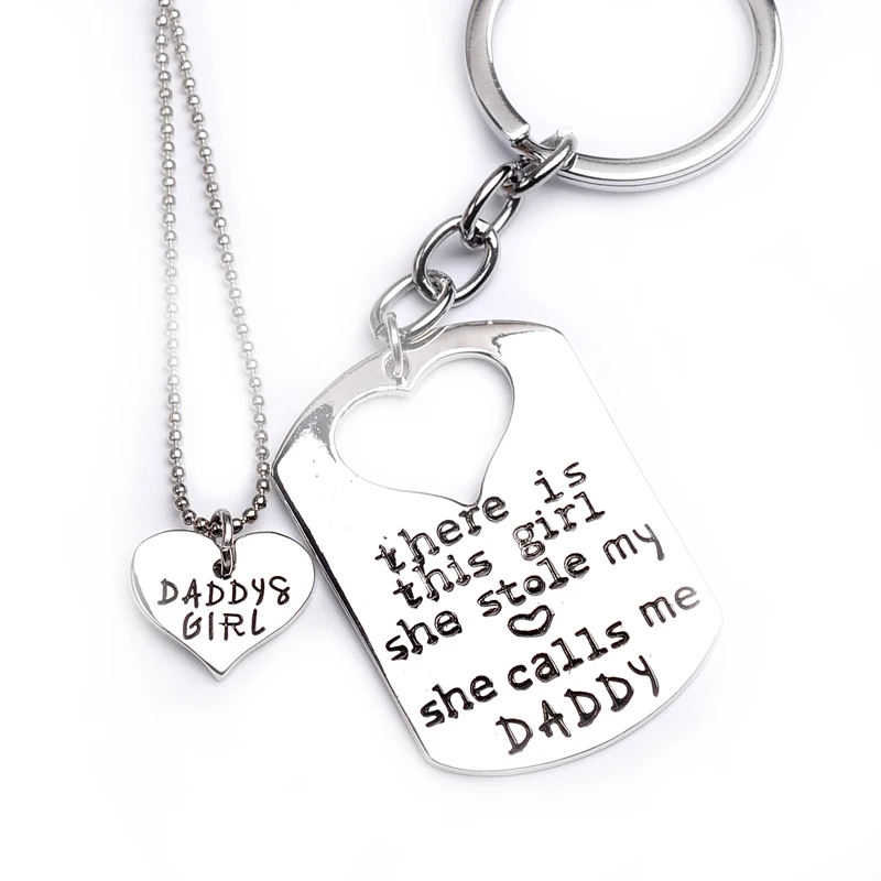 

There is this girl she stole my heart she calls me DADDY MOMMY Dog Tag Heart Pendant Necklace Keychain Kids Jewellery For Girls