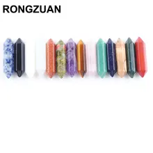 Натуральный смешанный драгоценный камень шестигранный исцеляющий острый Рейки Чакра без бурения отверстие кулон ювелирные изделия 1 шт. TBU307