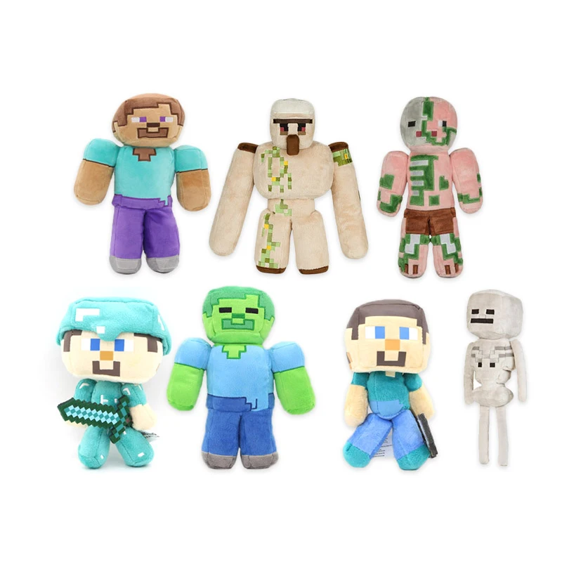

INBEAJY 21Style Minecraft Plush Toys Stuffed Animal Creeper Enderman Wolf Steve Zombie Spider Soft Doll Toy Gift Dropshipping
