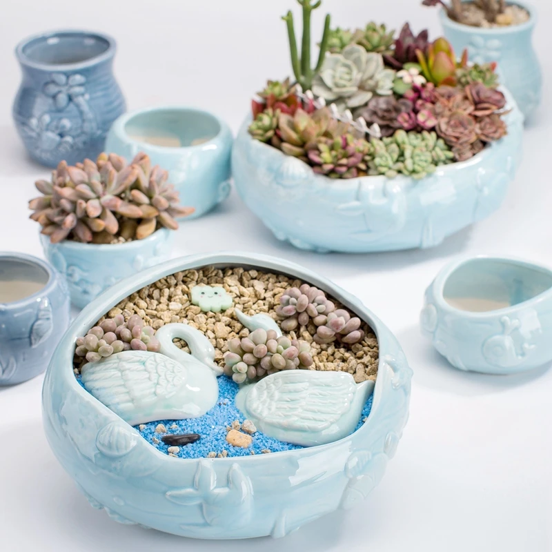 Details about   European Style Cute Whale Flowerpot Porcelain Blue Fish Flower Vase Home Garden 