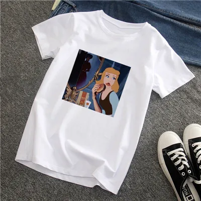 New arrival Women's Cartoon print Harajuku T Shirt O-Neck You Punk Catton T-Shirt Print Casual Short Sleeve Streetwear - Цвет: 1180