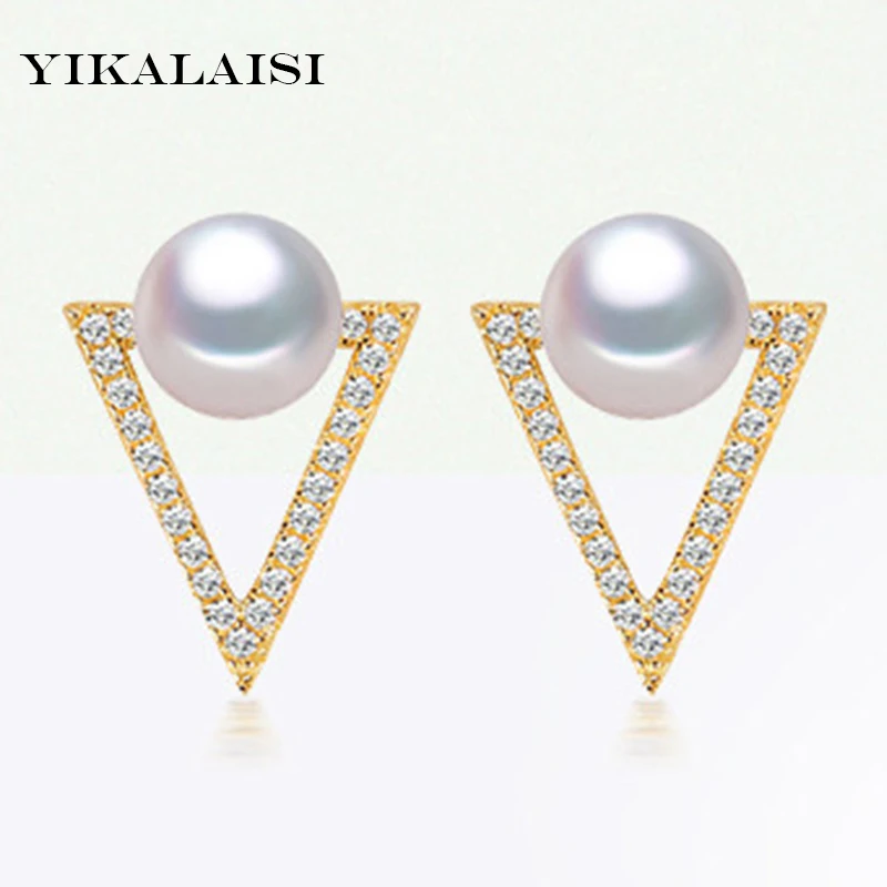 

YIKALAISI 2017 new 925 Sterling Silver pearl earrings jewelry 7-8 MM 100% natural Pearl stud earrings For Women Best gift