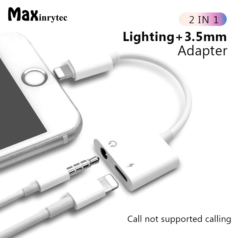 

Maxinrytec 2 in 1 Audio Adapter charging For iPhone 7 8 plus headset interface For Lightning 3.5 mm audio interface