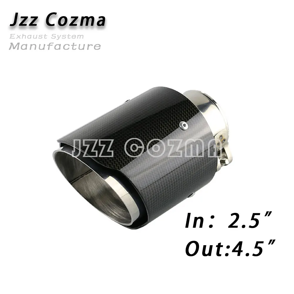 Jzz Cozma 2,2" впускная выхлопная труба для 3,5"/" /4,5" выход из углеродного волокна akrapovic выхлопная труба с выхлопными наконечниками зажим - Цвет: Glass S IN2.5 OUT4.5