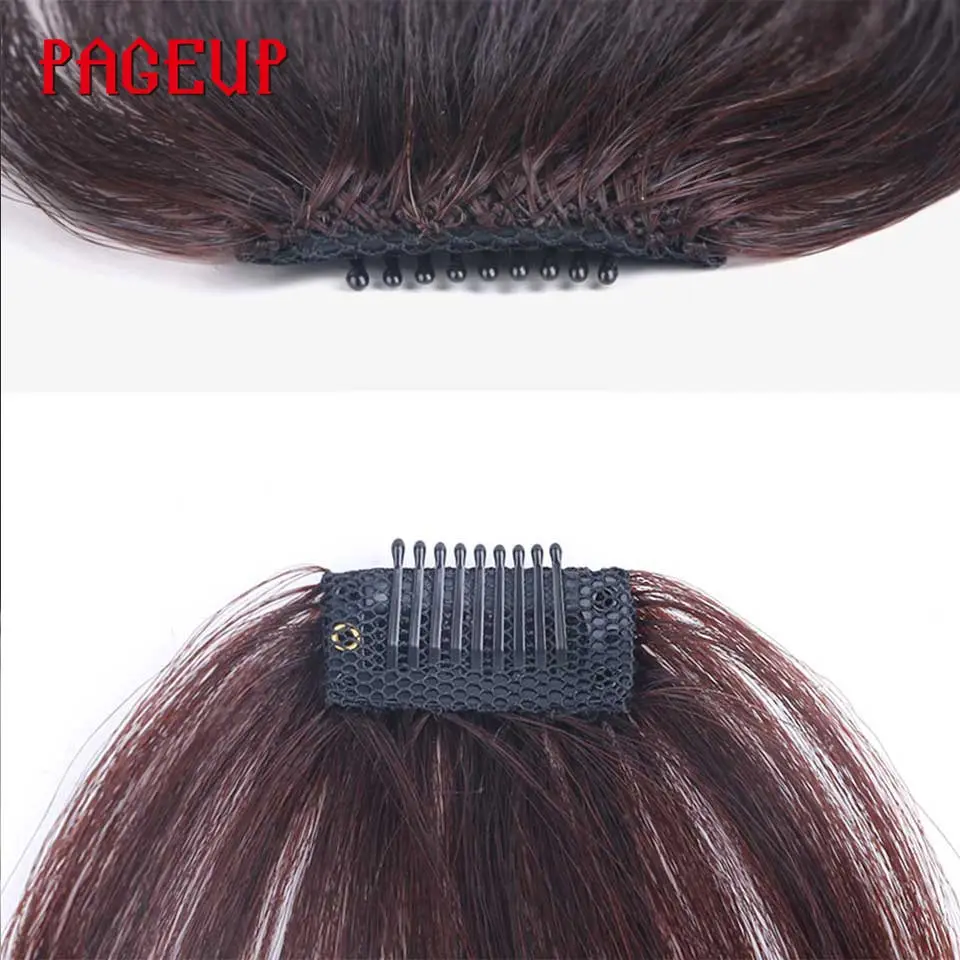 Pageup Air Bangs Synthetic Hair pieces Clip In Hair Extensions for Women Black Brown Blonde Heat Resistant Clip Hair