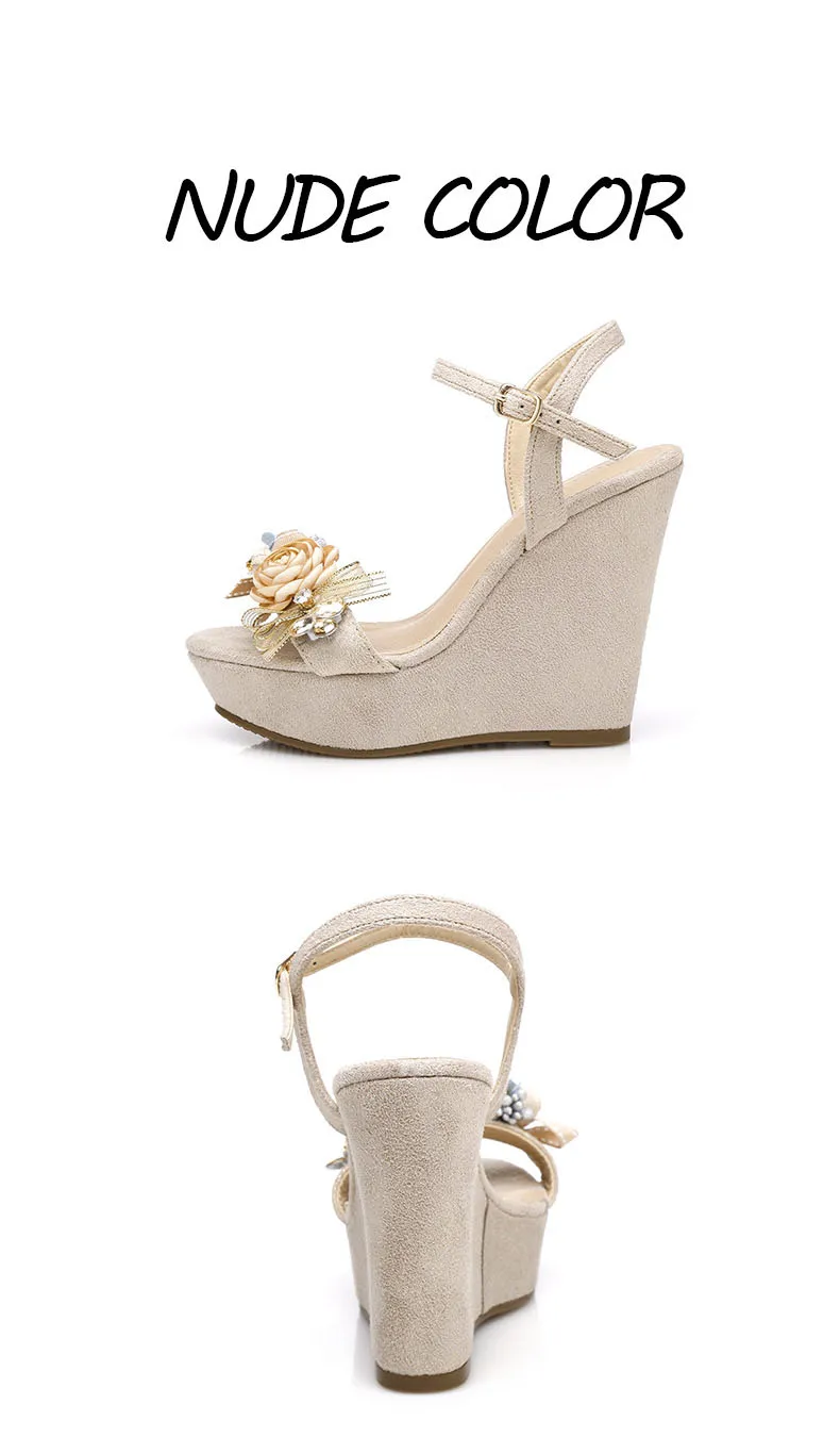 29_2019 Summer New Elegant Fashion High Heel Wedges Sandals Small Size Female Pink White Peep Toe Wedding Shoes