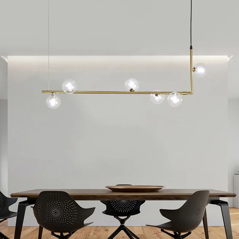 

Modern Golden/Black LED pendant lights Iron hanging lamp dining room fixtures restaurant bedroom Glass ball suspended lamps