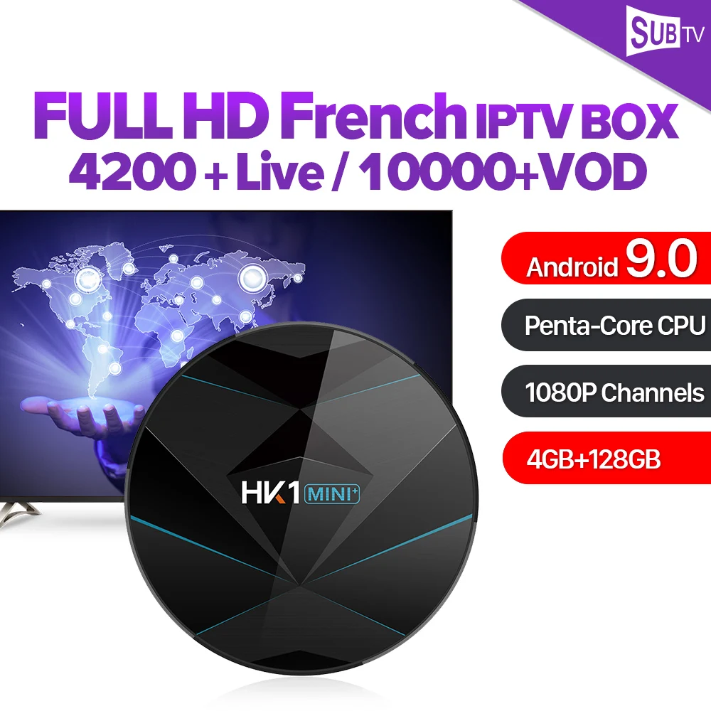 

IPTV Italy France Spain Android 9.0 Smart IPTV box HK1MINI+ RK3318 1 Year Code BT 4.0 4G 128G SUBTV Subscription IPTV Portugal