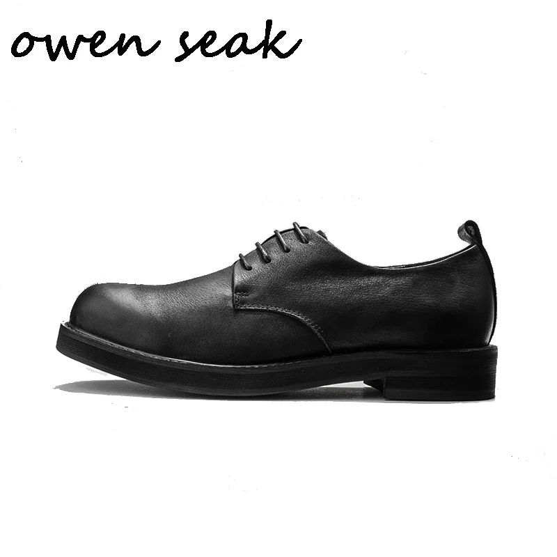 

Owen Seak Men Dress Shoes Luxury Trainers Cow Leather Boots Adult Male Autumn Zip Lace Up Brand Flats Black White Shoes