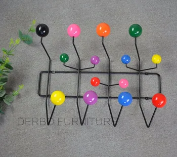 

Modern Design wall mounted Multi Candy Color Metal Wood hang it all rack Coat Rack Hook Coat hangers Ball coat hanger it all