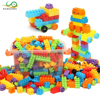 

MYHOESWD Puzzle Blocks Construction Toys Baby Enlighten Assembly Building Blocks Toys Kids Educational DIY Plastic Technic Brick
