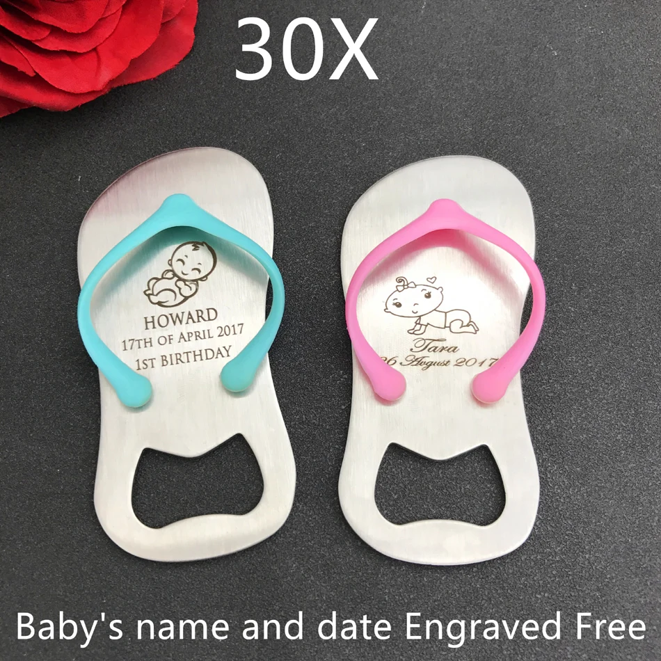 

30pcs Party favors for kids birthday , Baby Ceremony gift pink or blue bottle opener of Guest gift , Gift box packing