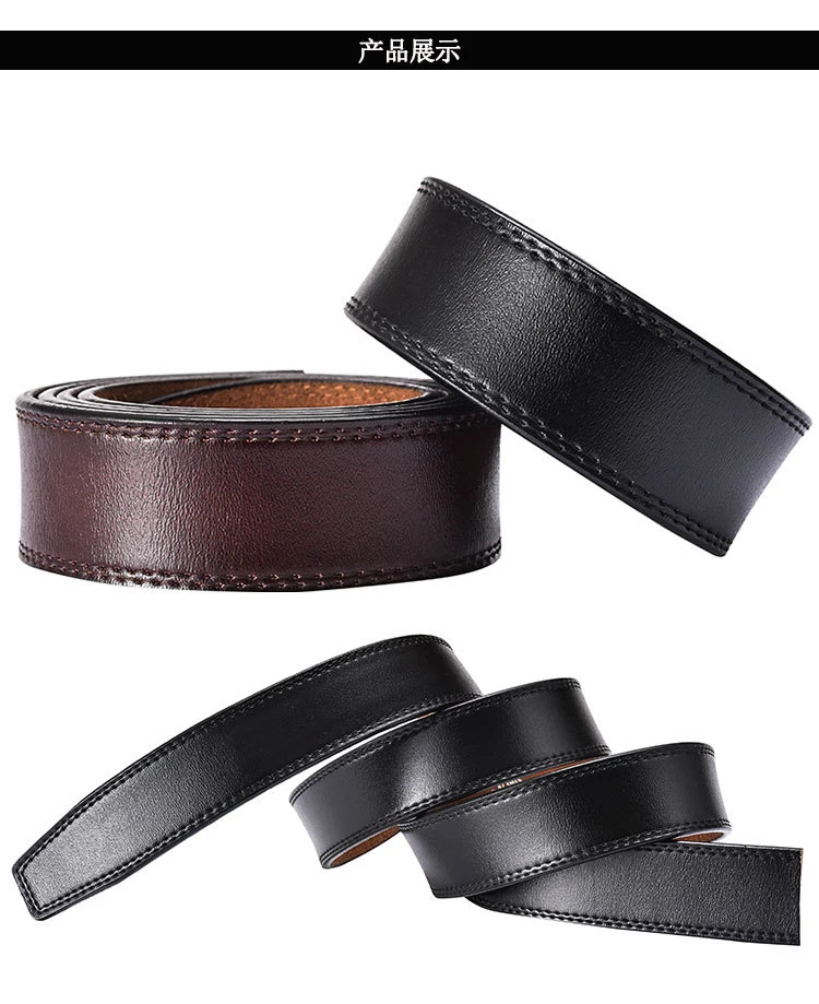 mens brown belt Brand No Buckle 3.5cm Wide Genuine Leather Automatic Belt Body Strap Without Buckle Belts Men 100% cowhide crocodile pattern holeless belt